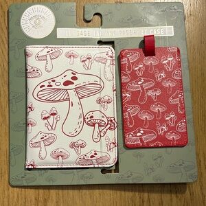 Wandering moon, luggage tag and passport case.NWT. Cute mushroom design